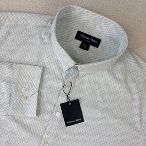 NEW MIZZEN+MAIN Leeward LS Dress Shirt 2XL Pattern Trim Fit Performance Stretch
